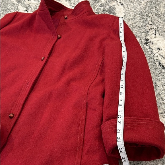 Sears Red Long Sleeve Women's Dress coat Wool vintage winter long jacket belt - Picture 11 of 12